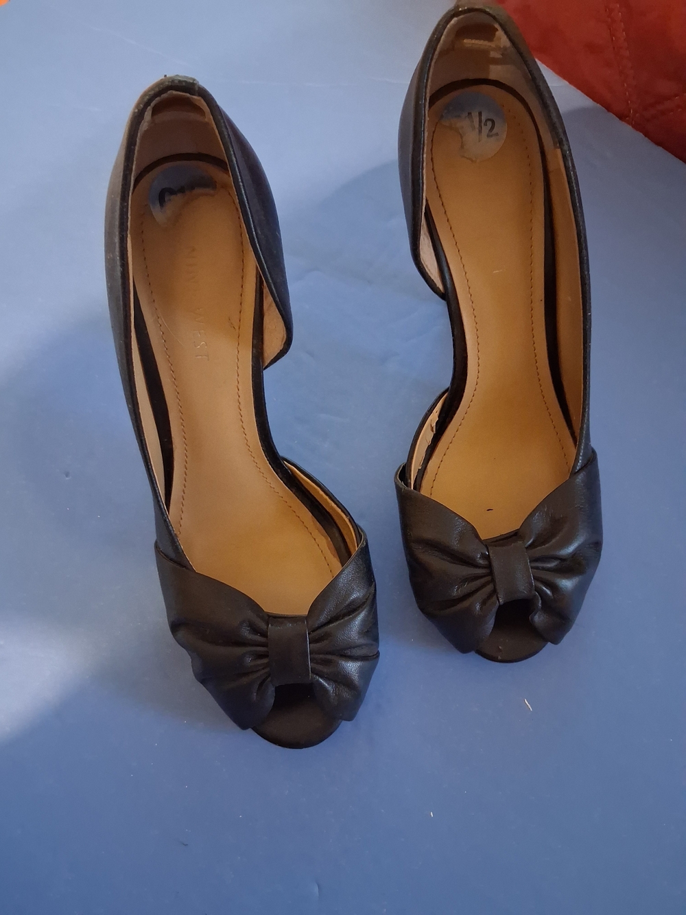 Nine West Black Peep-Toe Heels with Bow
